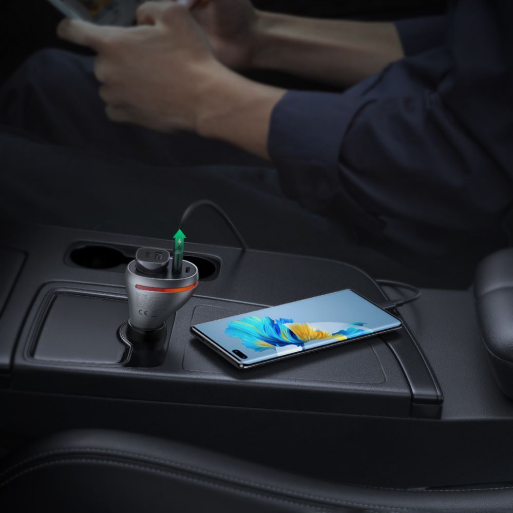 Авто зарядка Ugreen  USB Type C / USB QC PD 24W car charger with 12V cigarette lighter socket silver (CD204)