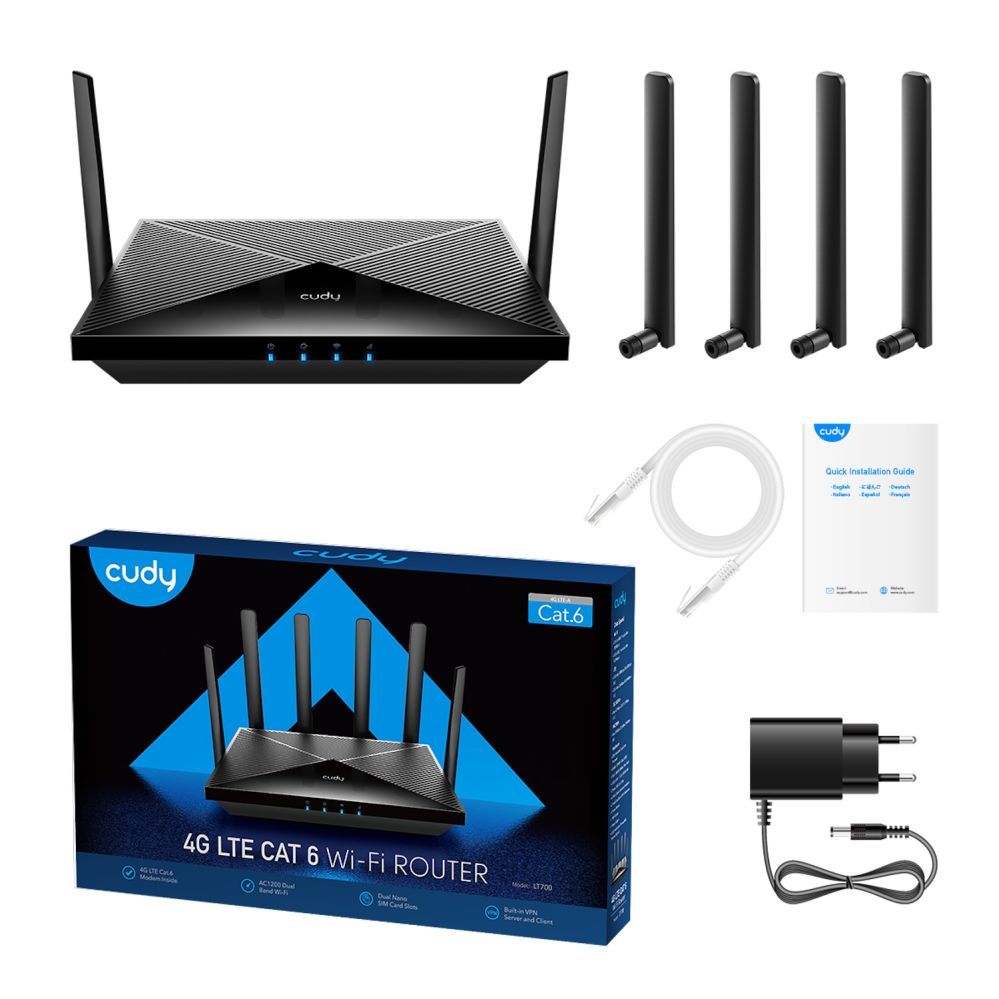 Роутер Cudy  LT700 LinkCell Pro AC1200 4G LTE Cat6 Gigabit Router Dual SIM Dual Band VPN Mesh White