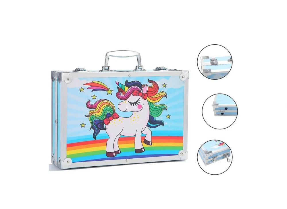 Mänguasjad iLike  Stationery Art Set for Kids 145pcs Creative Drawing Kit Blue Case Kiddyz KIDD-ART-145B-BL