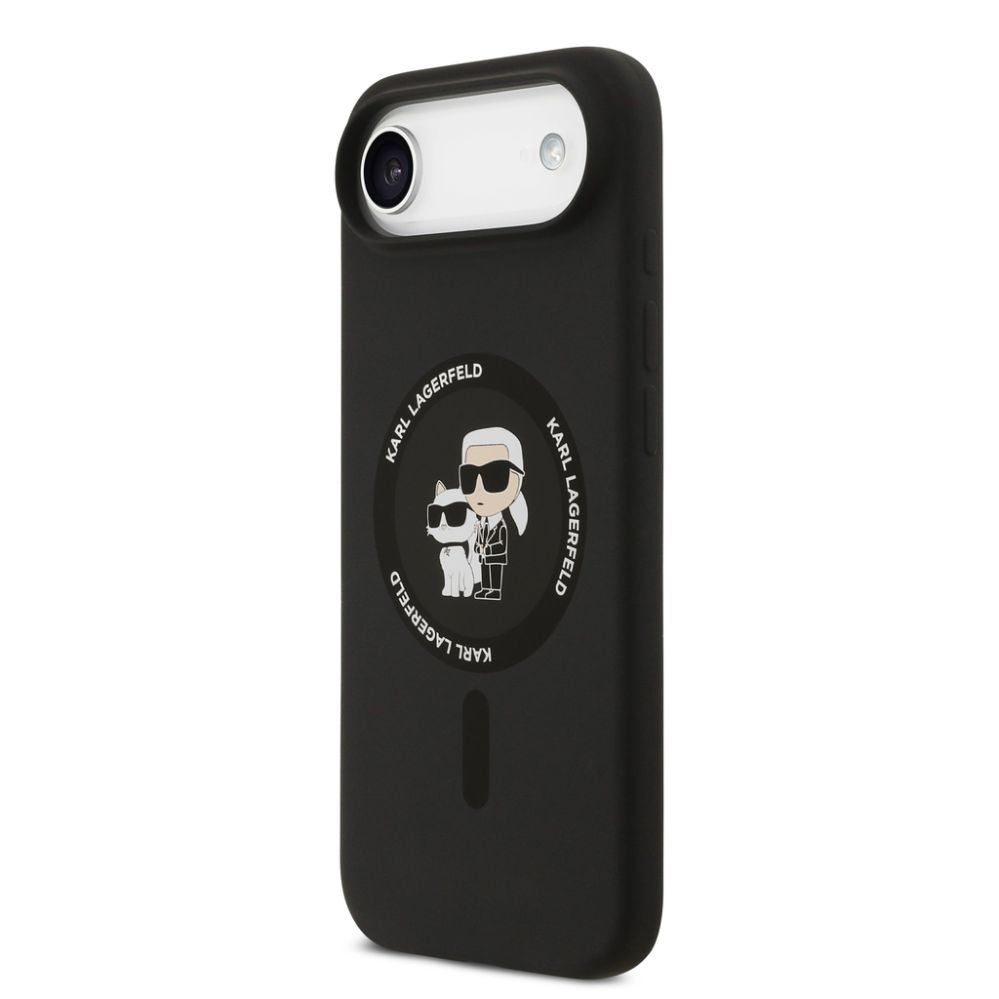 Back panel cover Karl Lagerfeld Apple iPhone Air Liquid Silicone Karl and Choupette MagSafe Case Black
