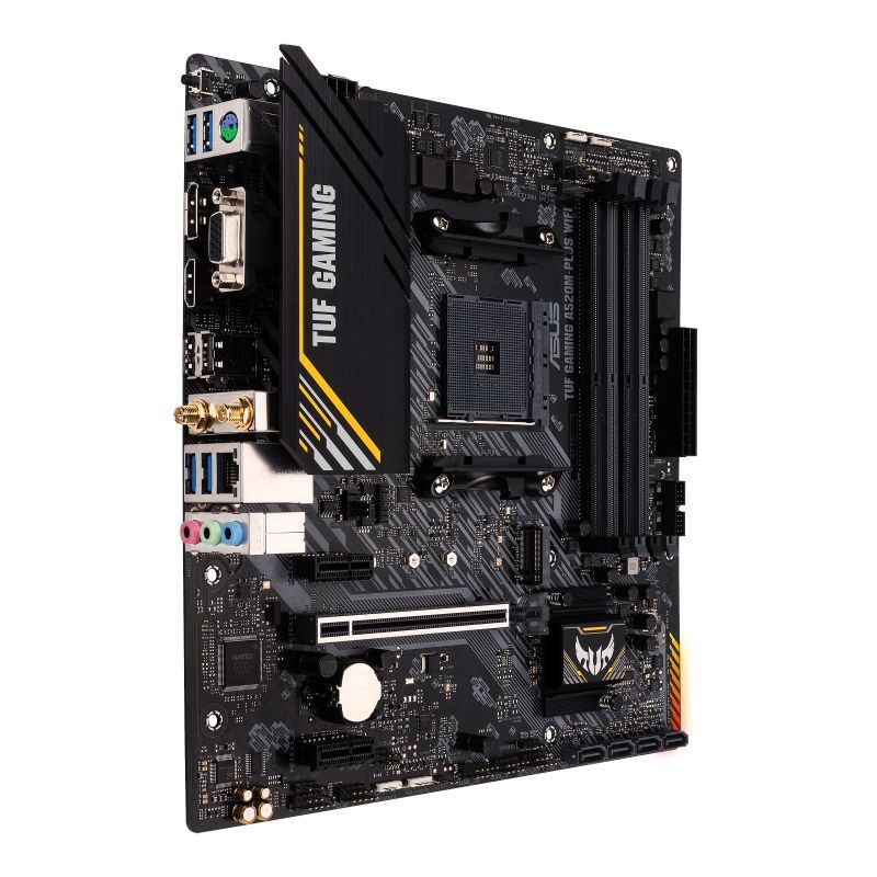 Материнская плата для процессоров Intel Asus  TUF GAMING A520M-PLUS Processor family  AMD, Processor socket AM4, DDR4, Memory slots 4, Supported hard disk drive interfaces 	SATA, M.2, Number of SATA connectors 4, Chipset  AMD A520, Micro ATX
