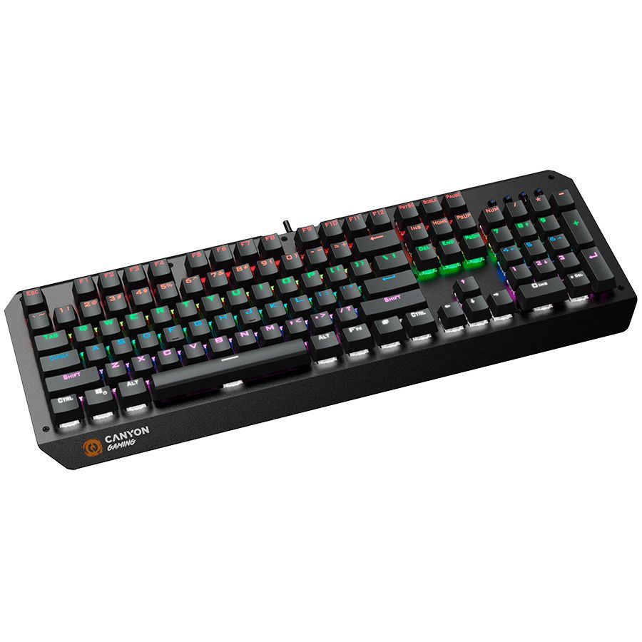 Arvuti klaviatuur Canyon  CANYON Hazard GK-6, Wired multimedia gaming keyboard with lighting effect, 108pcs rainbow LED, Numbers 104keys, RU+EN double injection layout, cable length 1.8M, 450.5*163.7*42mm, 0.90kg, color black