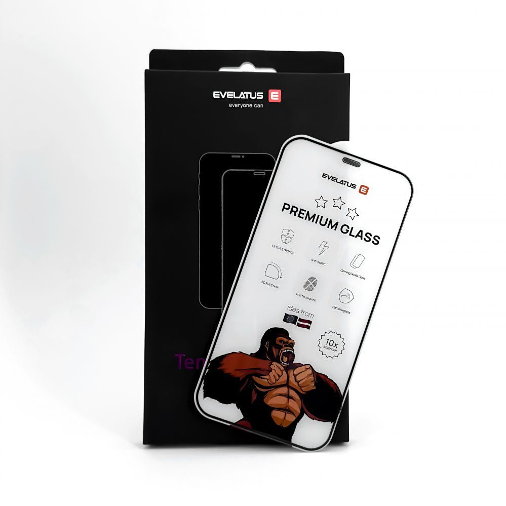 Kaitseklaasid Evelatus Apple iPhone 15 Corning Gorilla Glass Anti-Static 3D Full Cover 10X Stronger Black