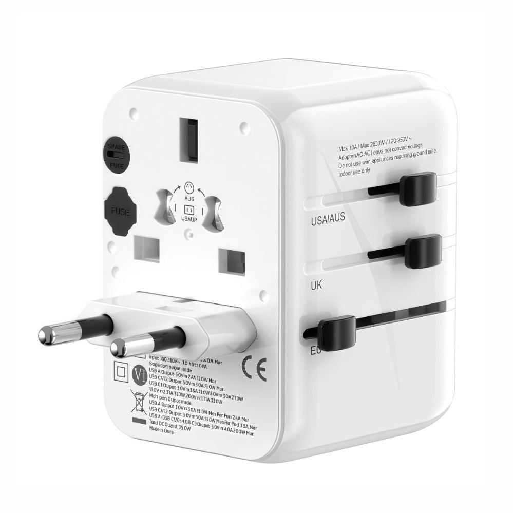 Adaptrid Evelatus  35W World Travel Adapter 1PD & 2 Type-C & 2 USB Charger  09051 White