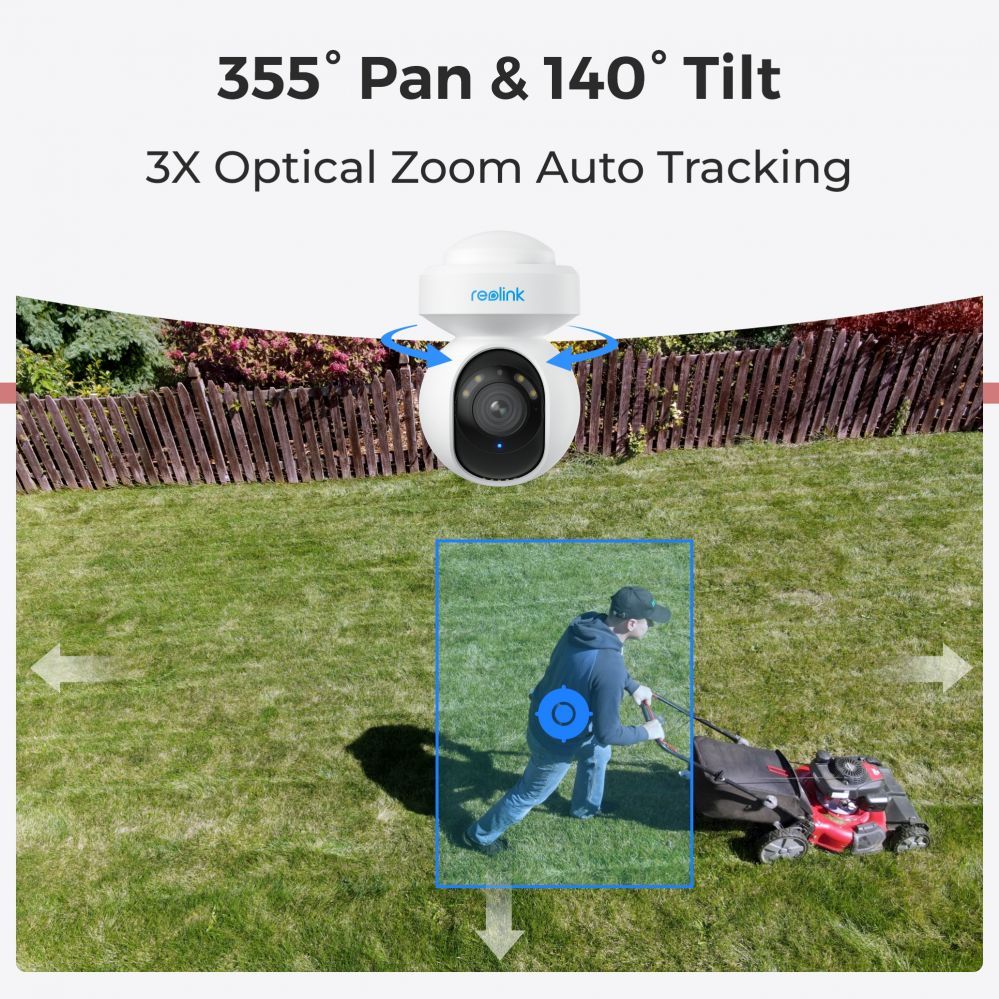 Webcam Reolink Smart WiFi Camera with Motion Spotlights E Series E540 PTZ 5 MP 2.8-8/F1.6 IP65 H.264 Micro SD, Max. 256 GB