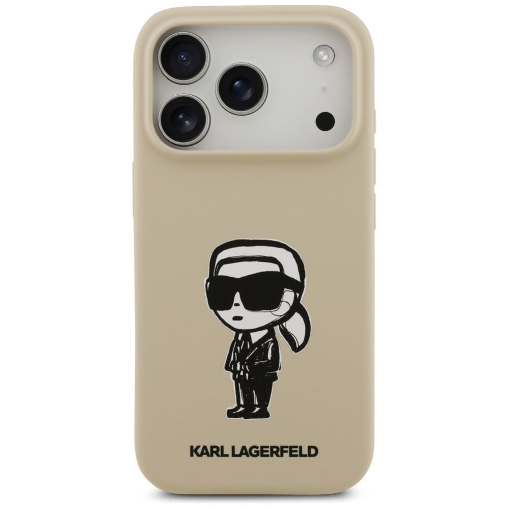 Tagakaaned Karl Lagerfeld Apple KARL LAGERFELD case for IPHONE 17 Pro compatible with MagSafe KLHMP17LSKIGROW (Silicone W/ KL Sketch & Logo) brown Brown