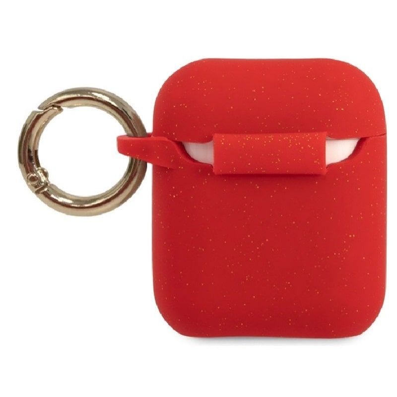 Headphone case Guess  Airpods Pro Glitter Silicone Case Red