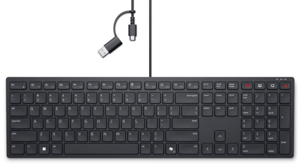 Computer keyboard Dell  | Collaboration Keyboard | KB525C | Keyboard | Wired | Russian (QWERTY) | Black | USB-C