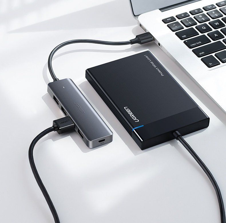 Kaabel Ugreen  Ugreen USB HUB - 4x USB 3.2 Gen 1 with micro USB power port gray (CM219 50985)
