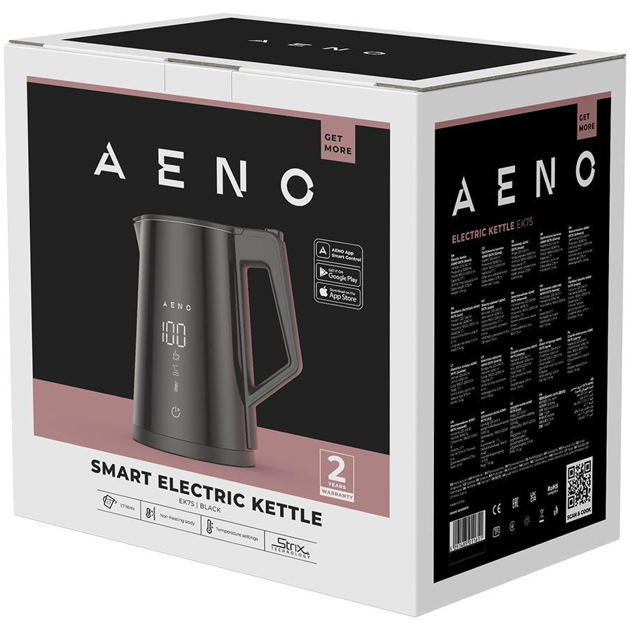Veekeetja AENO  AENO Electric Kettle EK7S Smart: 1850-2200W, 1.7L, Strix, Double-walls, Temperature Control, Keep warm Function, Control via Wi-Fi, LED-display, Non-heating body, Auto Power Off, Dry tank Protection