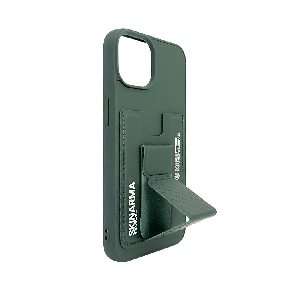 Чехол на заднюю панель iLike Apple iPhone 15 LEATHER HIDDEN POCKET STAND COVER Green