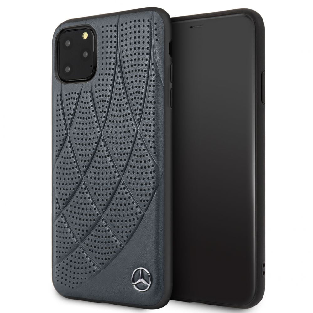 Back panel cover Mercedes-Benz Apple iPhone 11 Pro Max Quilted Genuine Leather Blue
