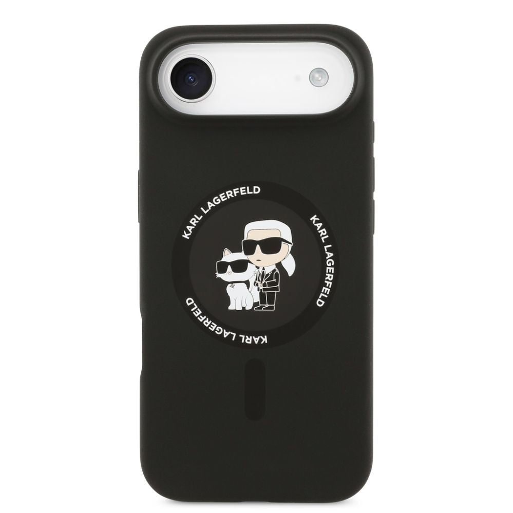 Back panel cover Karl Lagerfeld Apple iPhone Air Liquid Silicone Karl and Choupette MagSafe Case Black