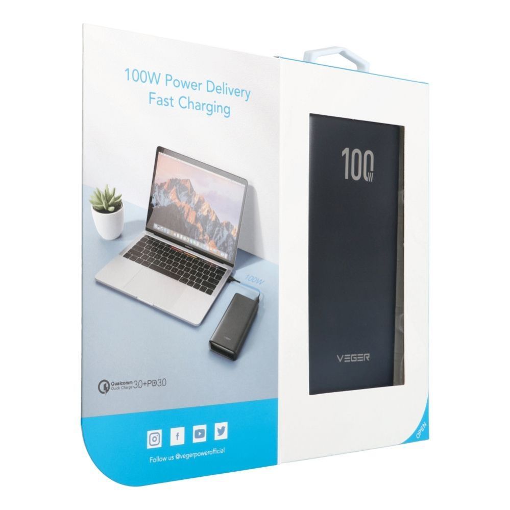 Power bank Veger  Powerbank Veger T100 (W2032C-100) PD QC3.0 5A 100W 20000 mAh black