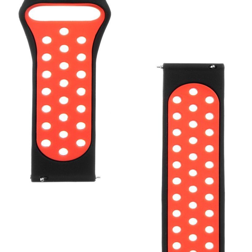 Rihm Tactical  20mm Double Silicone Watch Band Black Red