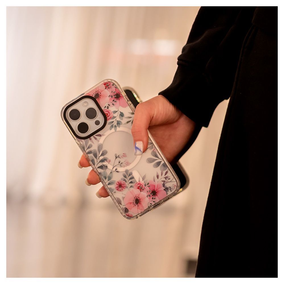 Tagakaaned Evelatus Apple iPhone 15 Pro Max PC+TPU With MagSafe Customized Print Flower Transparent