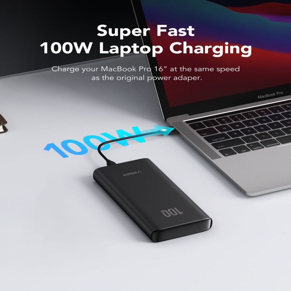 Power bank Veger  Powerbank Veger T100 (W2032C-100) PD QC3.0 5A 100W 20000 mAh black