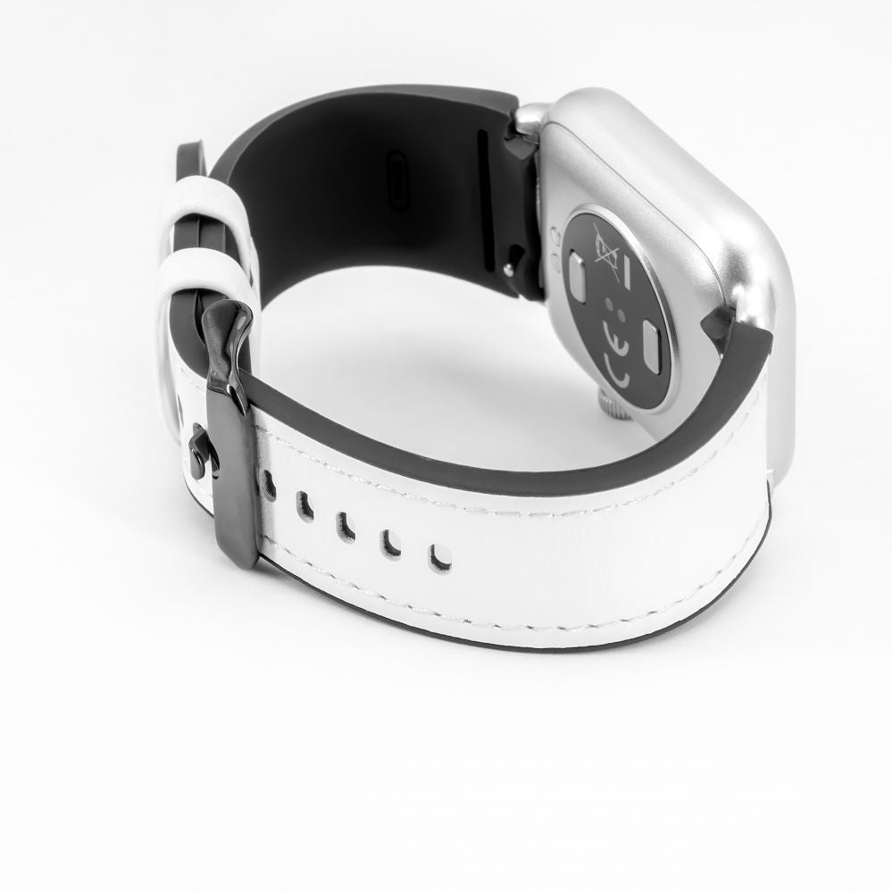 Rihm Connect  20mm Silicone Patch Leather Watch Strap (130mm M/L) White