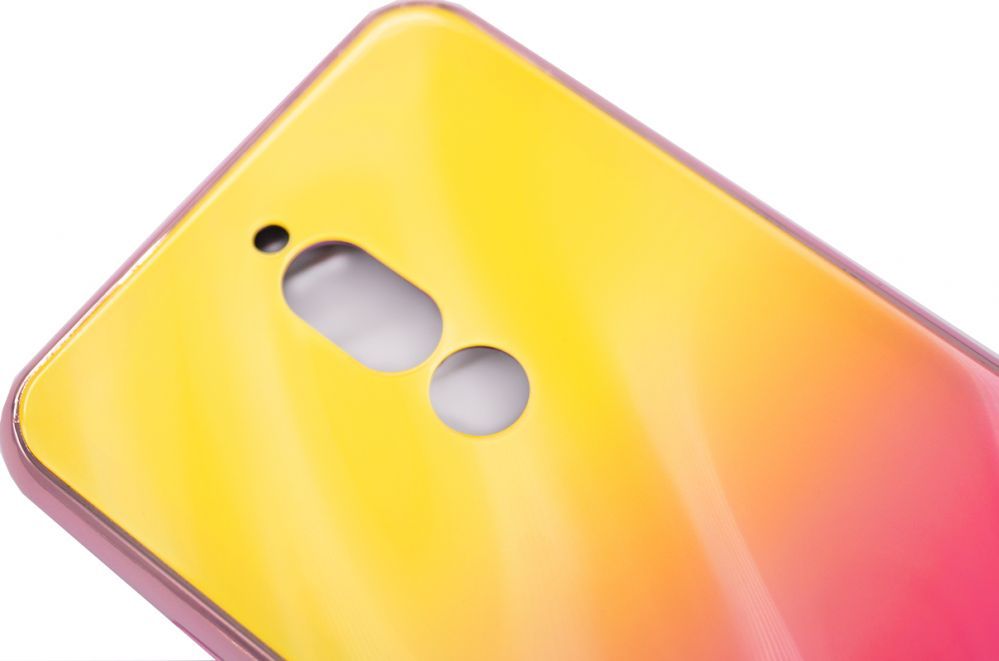 Back panel cover Evelatus Xiaomi Redmi 8 Water Ripple Gradient Color Anti-Explosion Tempered Glass Case Gradient Yellow-Pink