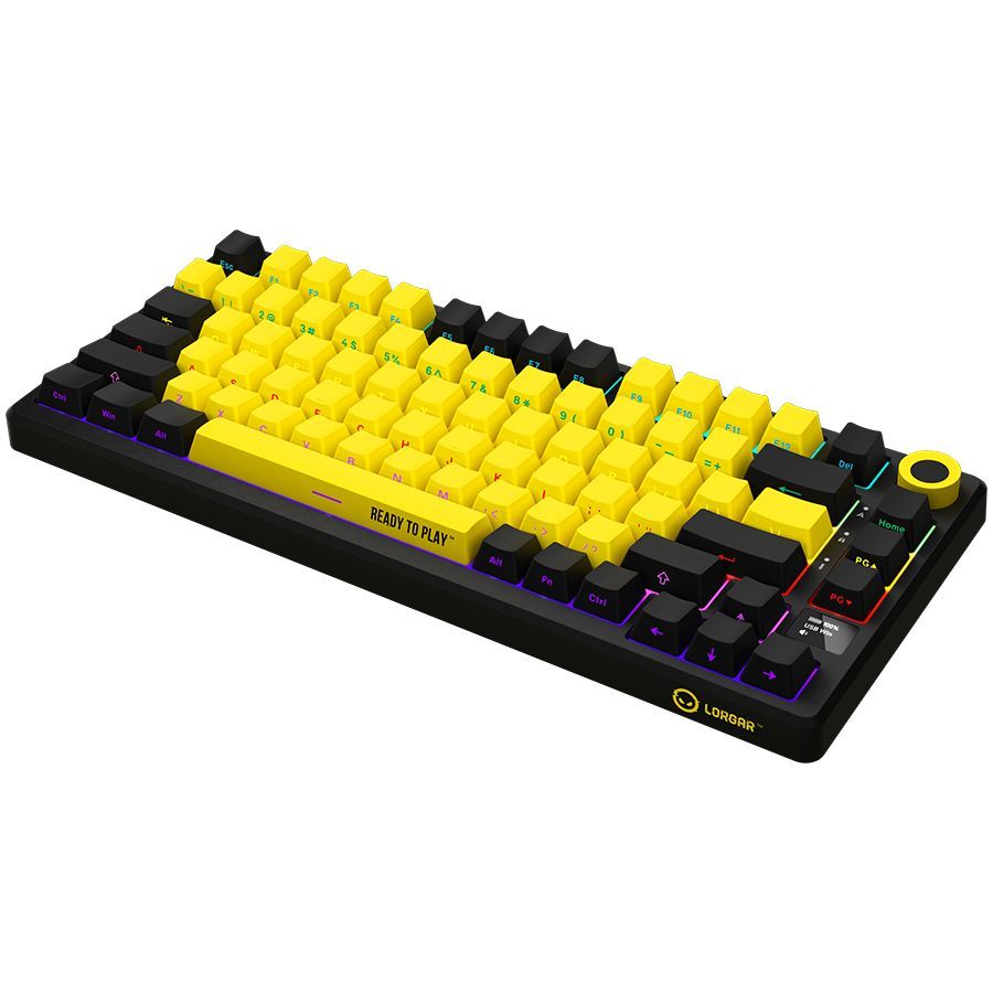 Computer keyboard LORGAR  LORGAR KBP7075W, Wireless 75% Mechanical Gaming Keyboard Pro, Black/yellow, EN layout