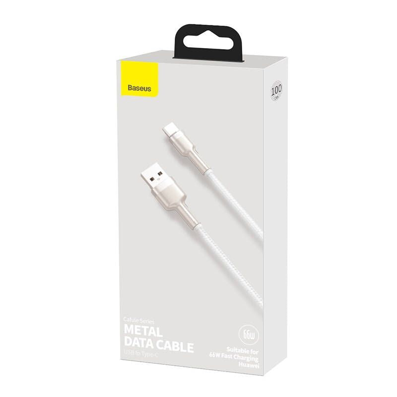 Cable Baseus  USB cable for USB-C Baseus Cafule, 66W, 1m (white)