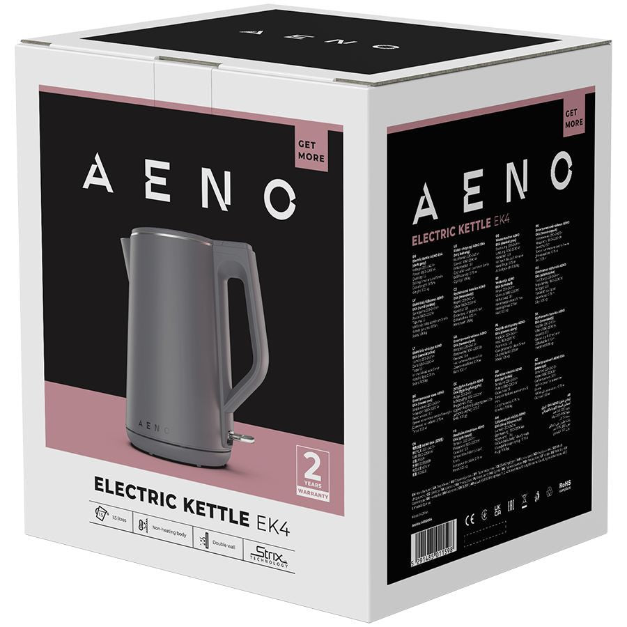 Veekeetja AENO  AENO Electric Kettle EK4: 1850-2200W, 1.5L, Strix, Double-walls, Non-heating body, Auto Power Off, Dry tank Protection
