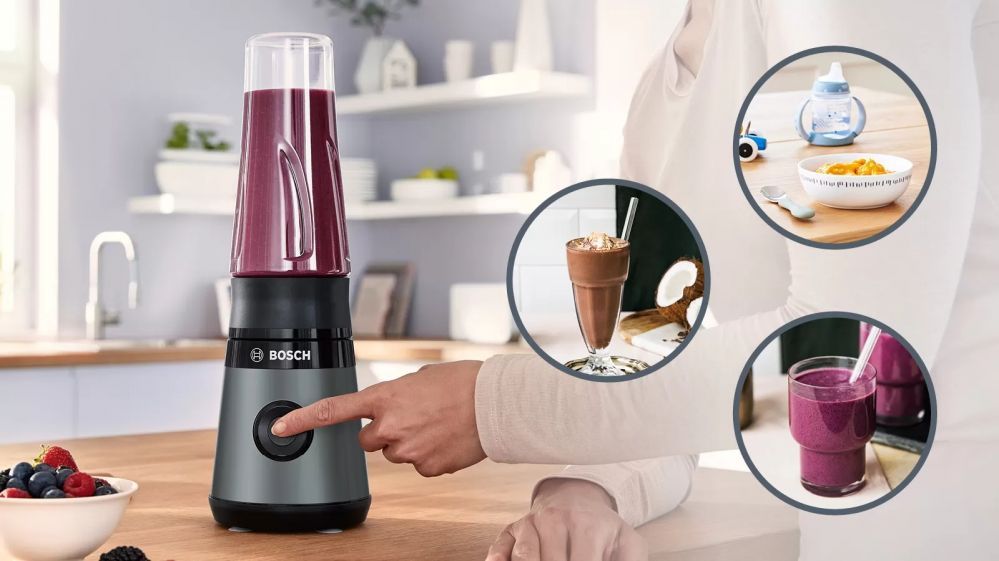 Mikserid ja blenderid Bosch  VitaPower ToGo Smoothie Maker MMB2111S Tabletop, 450 W, Jar material Tritan, Jar capacity 0.6 L, Ice crushing, Silver