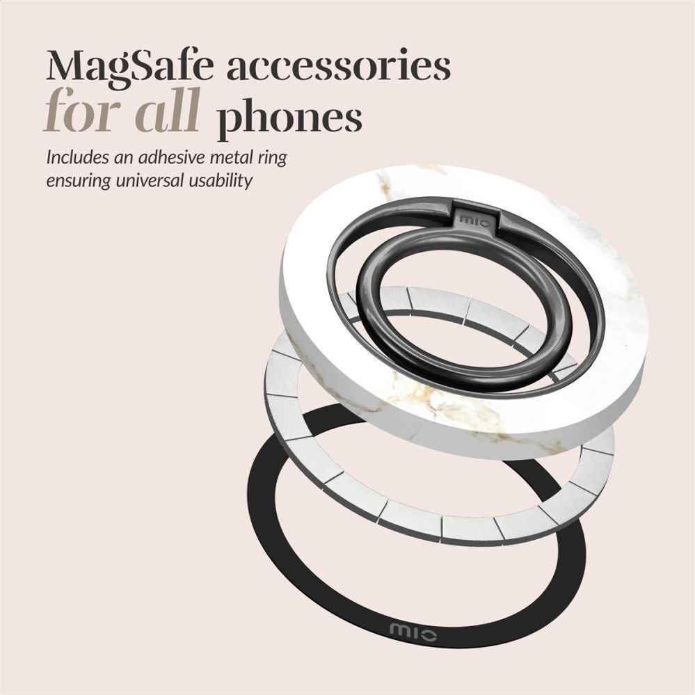 Чехол на заднюю панель Mio  MIO White Marble Magsafe Case Compatible Ring Holder