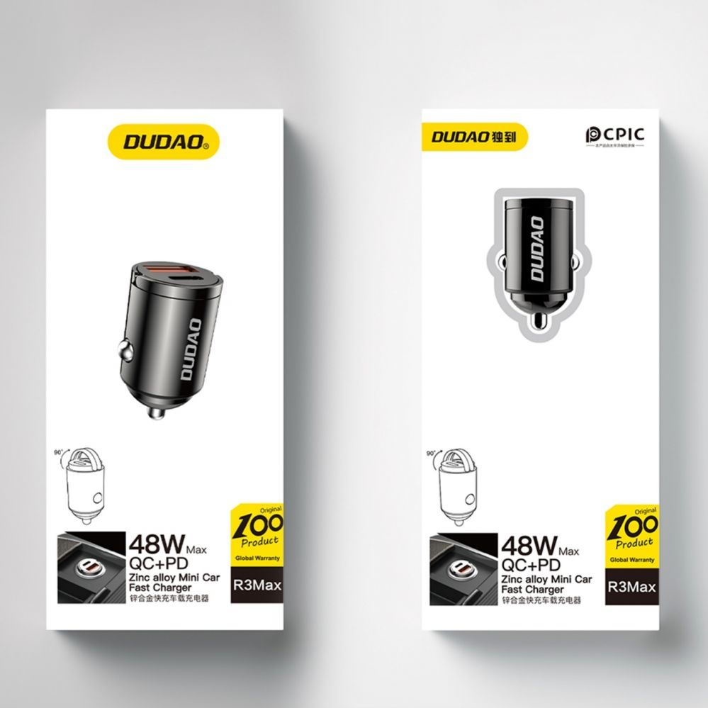 Адаптер Dudao  Dudao R3MAX 48W QC PD mini car charger - black