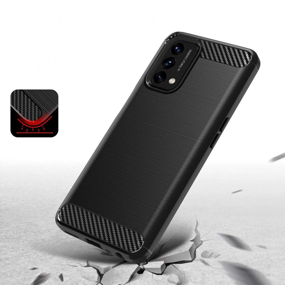 Tagakaaned Hurtel  Carbon Case Flexible cover for OnePlus Nord N200 5G black