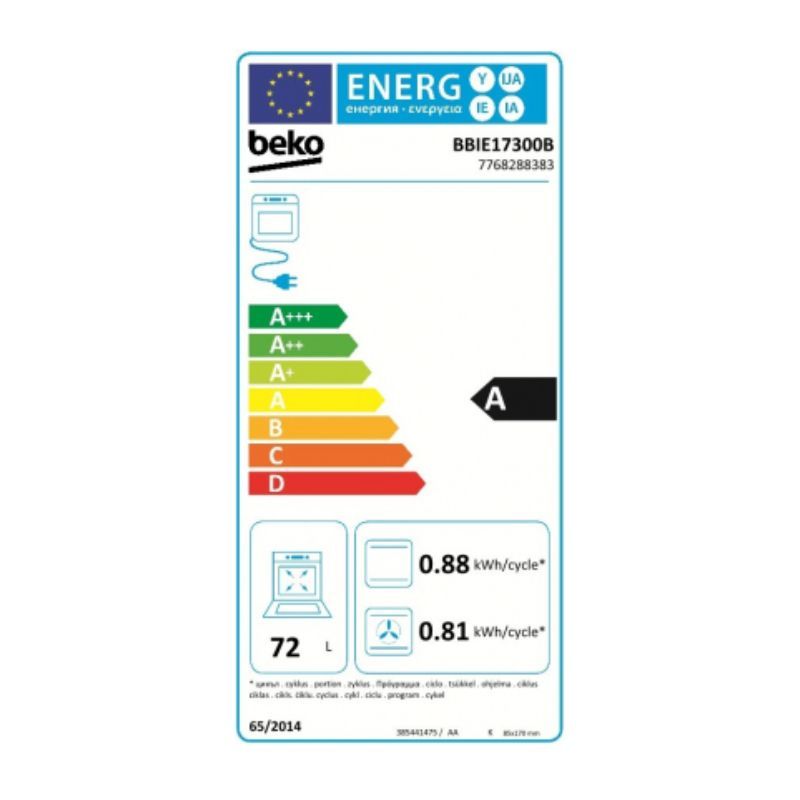 Integreeritav mikrolaineahi Beko  BEKO Oven BBIE17300B, Energy class A, Width 60 cm, Black