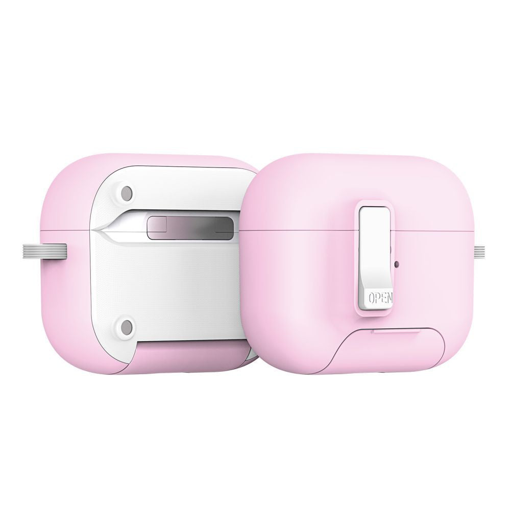 Headphone case Dux Ducis Apple AirPods Pro 3 PECQ Series PC+TPU Cover with Hook White Pink