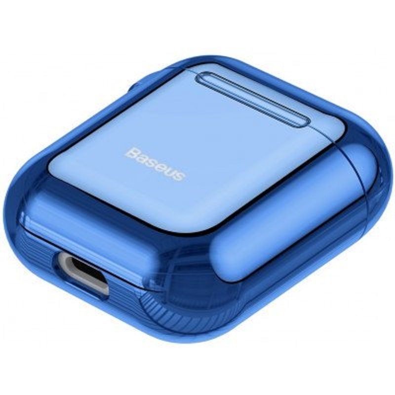 Tagakaaned Baseus  Metallic Shining Ultra-thin Silicone Protector Case with Hook for AirPods 1/2 Blue