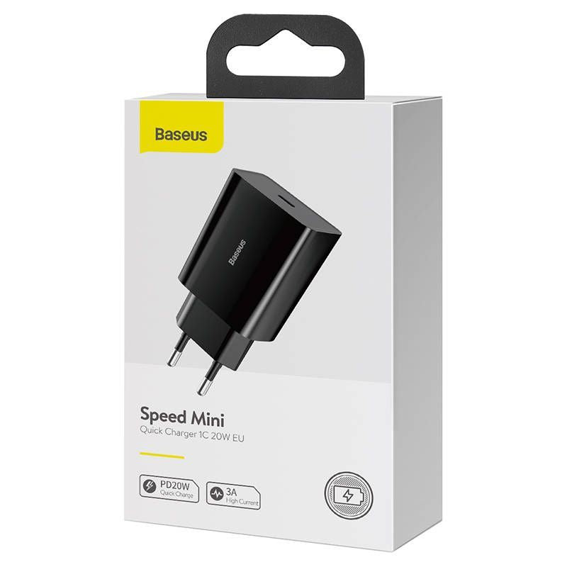 Адаптер Baseus  Baseus Speed Mini Quick Charger, USB-C, PD, 3A, 20W (black)