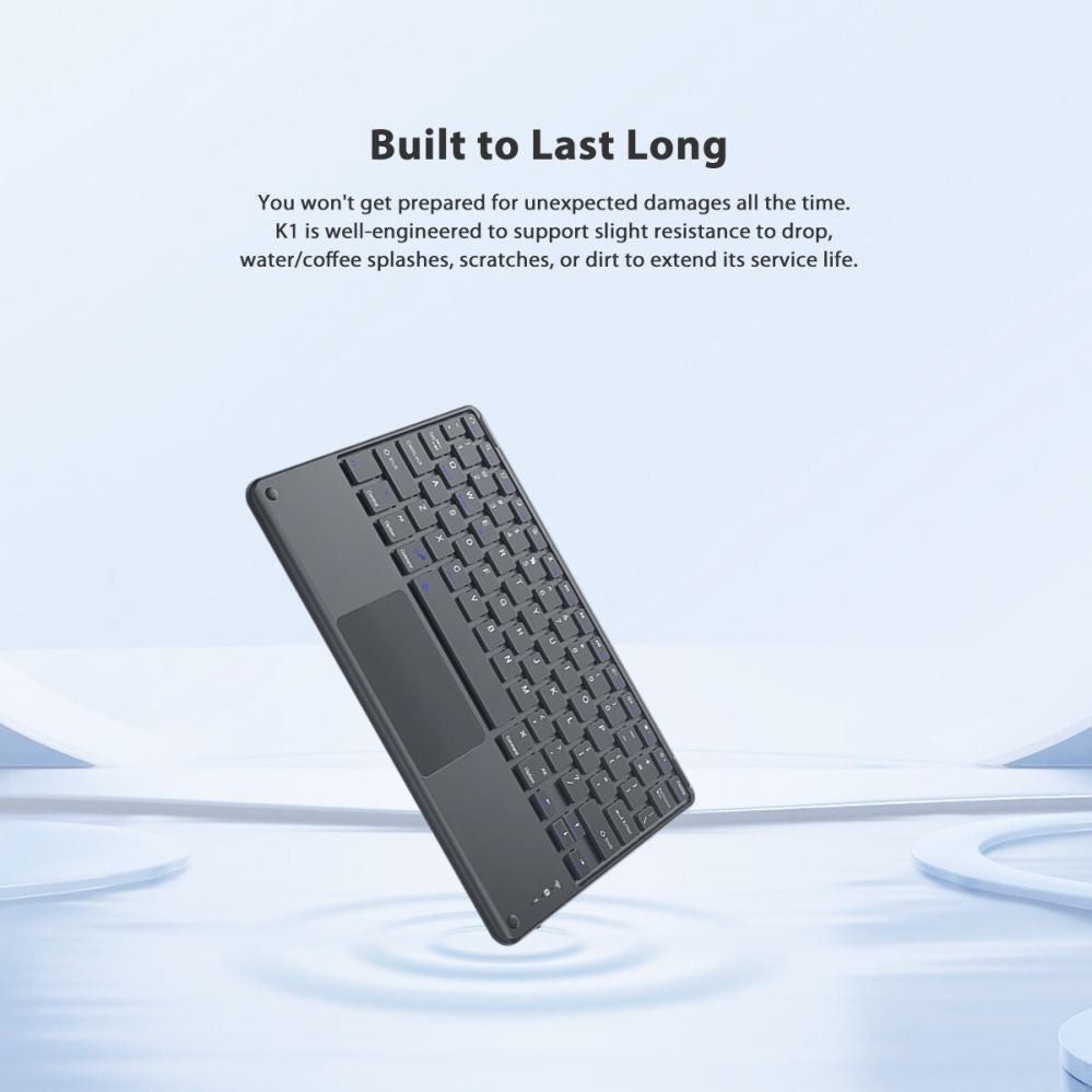 Computer keyboard Blackview  K1 Bluetooth Keyboard Wireless Ultra Slim 10” – 280mAh Battery, Bluetooth 3.0, Compatible with Windows / Android / iOS, Black Gray