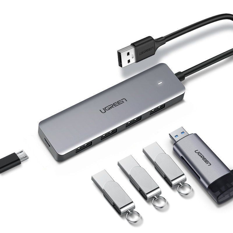 Kaabel Ugreen  Ugreen USB HUB - 4x USB 3.2 Gen 1 with micro USB power port gray (CM219 50985)