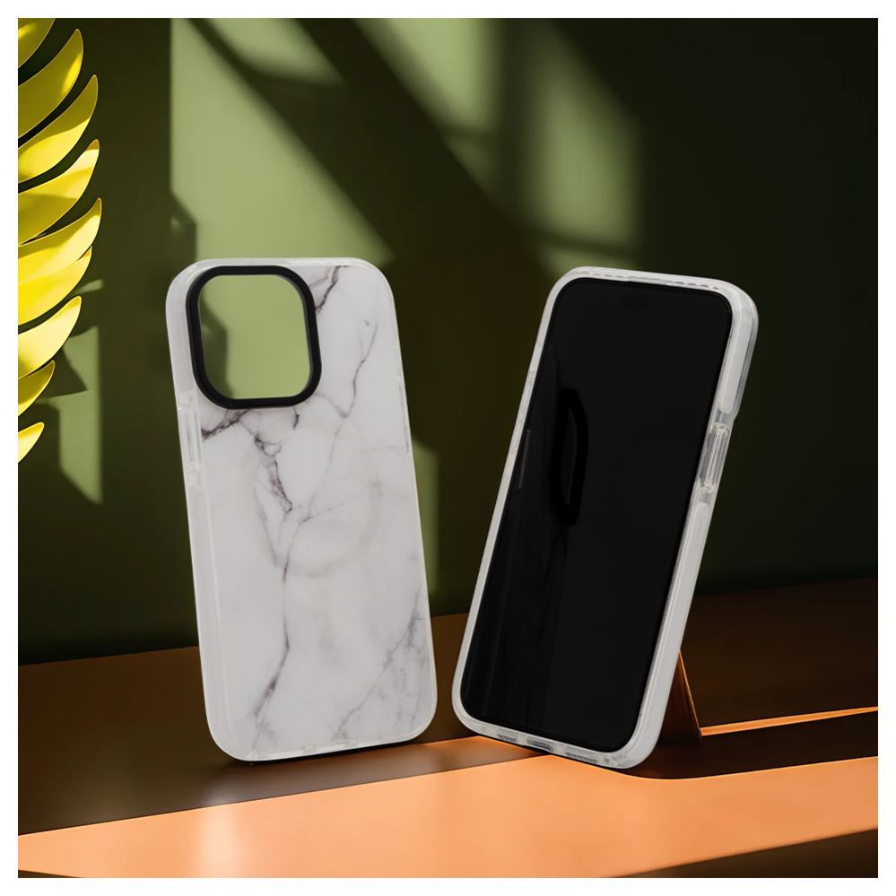 Чехол на заднюю панель Evelatus Apple iPhone 15 Pro PC+TPU With MagSafe Customized Print Marble White