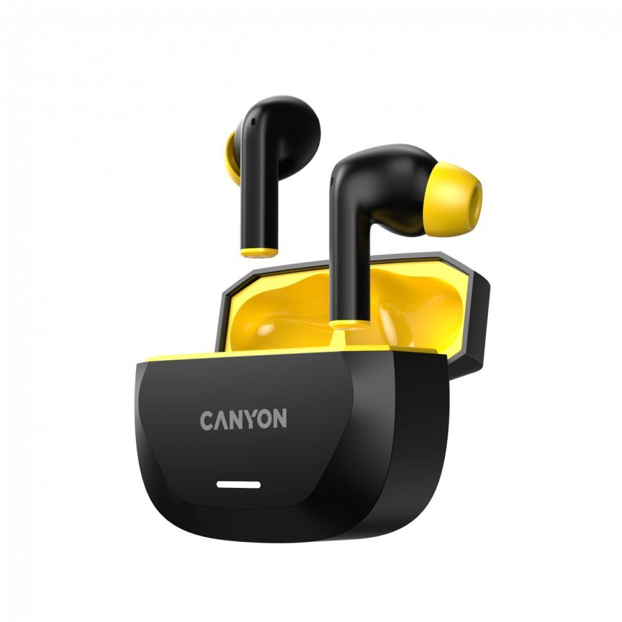 Juhtmevabad kõrvaklapid Canyon  CANYON headset HEXAGON 7 TWS ANC+ENC Wireless Charge Black Yellow