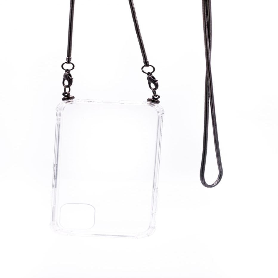 Tagakaaned Evelatus Apple iPhone 11 Pro Max Silicone Transparent with Necklace TPU Strap Space Gray