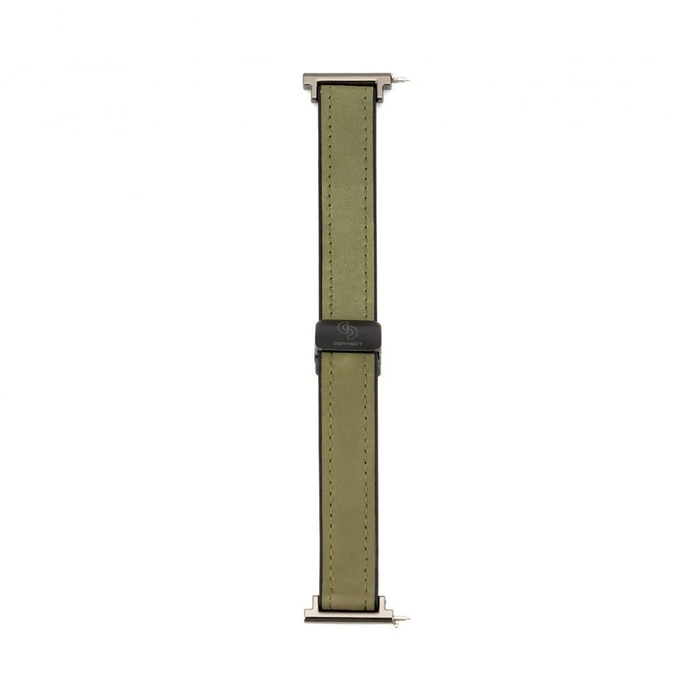Strap Connect  22mm Silicone Leather Watch Strap with Magnetic Forest Green