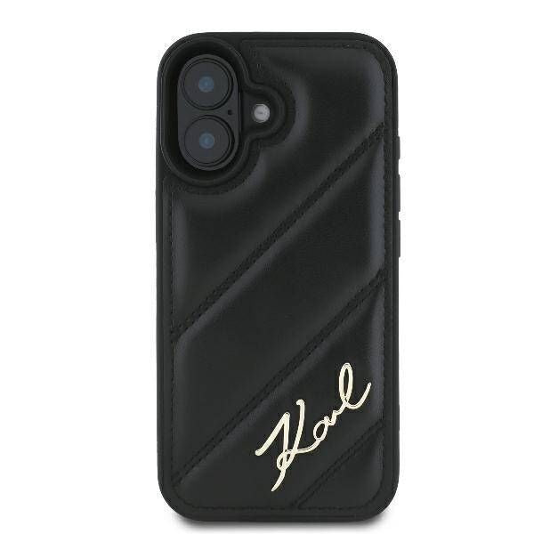 Back panel cover Karl Lagerfeld Apple iPhone 16 hardcase Quilted Signature Black