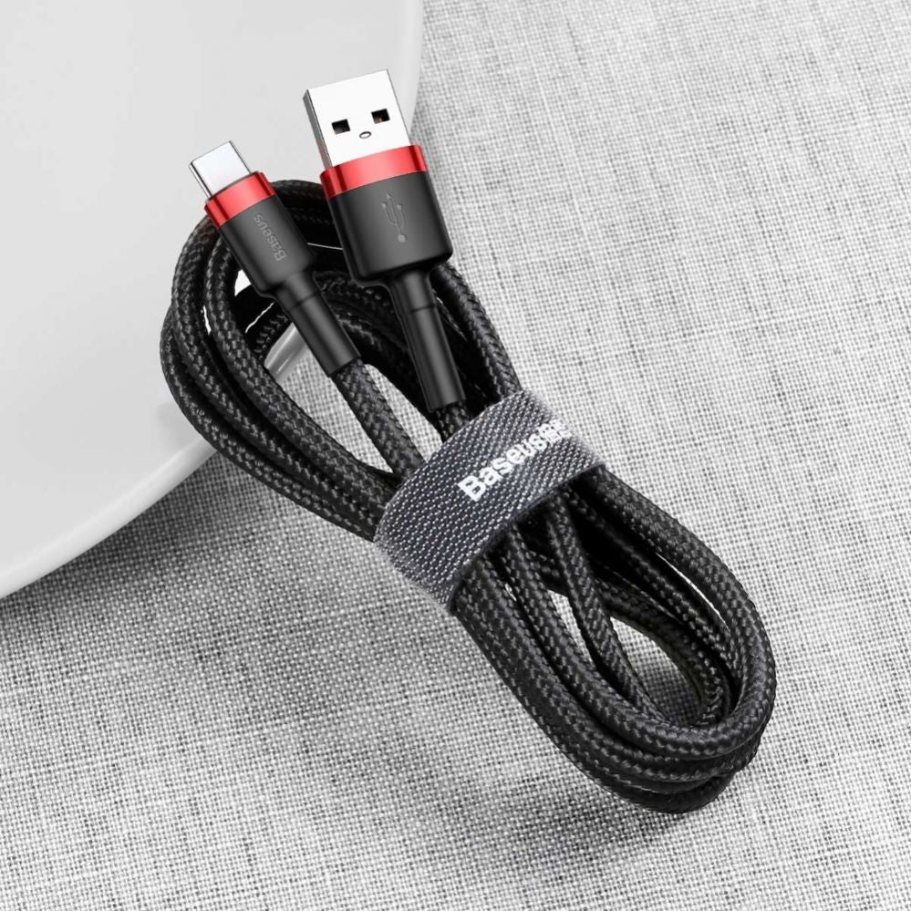 Kaabel Baseus  Baseus Cafule USB-A / USB-C QC 3.0 3A cable 1 m - black and red