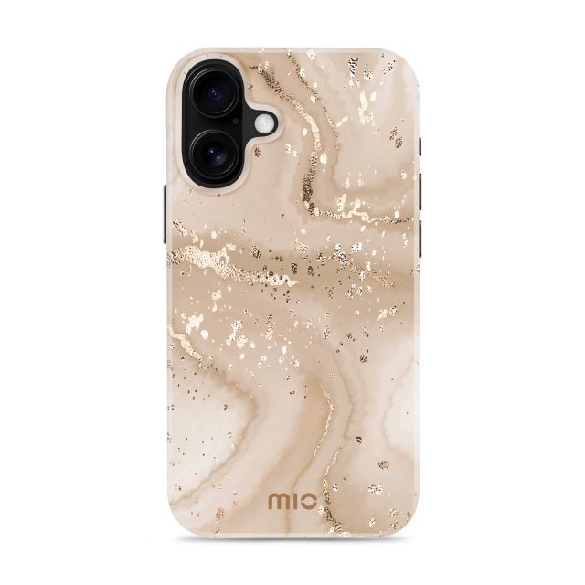 Back panel cover Mio  MIO Gold Marble Magsafe Compatible for iPhone 16 Plus