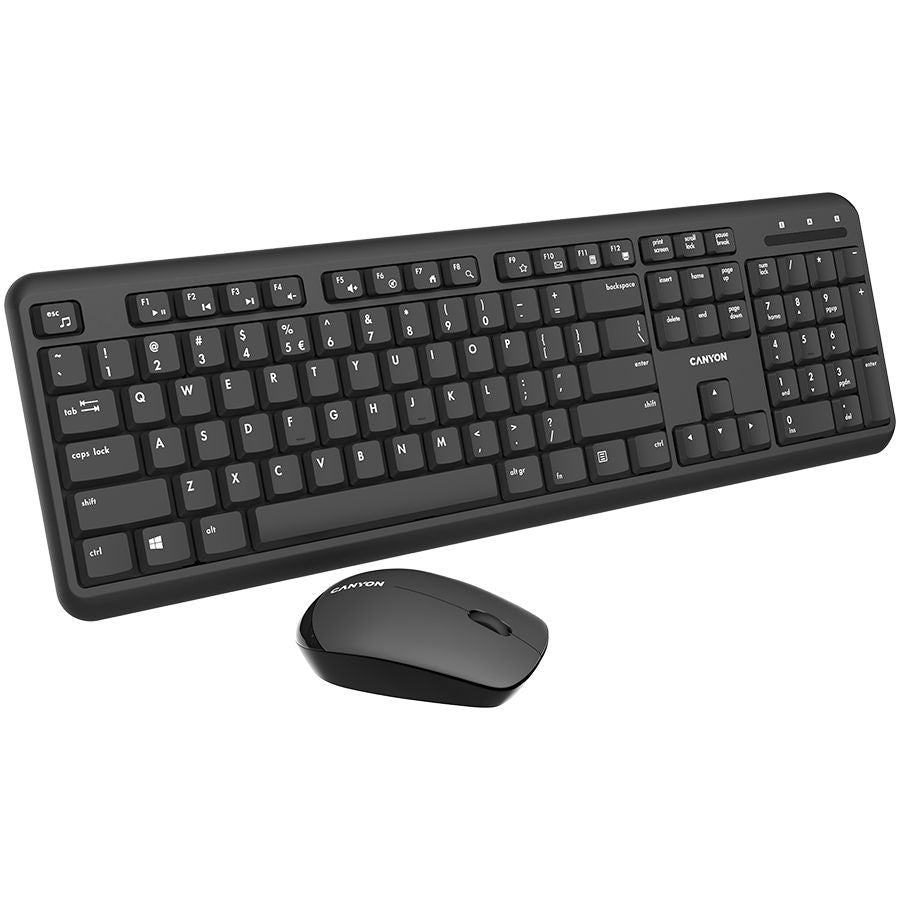 Arvuti klaviatuur Canyon  CANYON SET-W20 UK/US Keyboard+Mouse Velvet Wireless Black