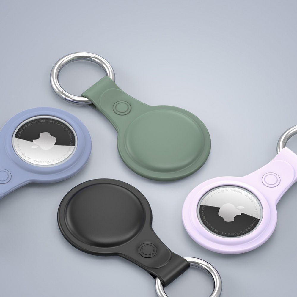Nutika sildi tarvik Dux Ducis - Dux Ducis 4pcs set Silicone flexible cover keychain loop case for Apple AirTag (Black / Green / Pink / Blue)