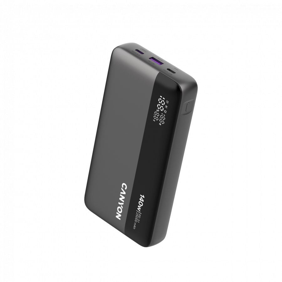 Power bank Canyon  CANYON Power Bank PB-240, 25000mAh PD140W display power bank,Size160.0x82x27 mm Weight 508+-10g, Dark Grey