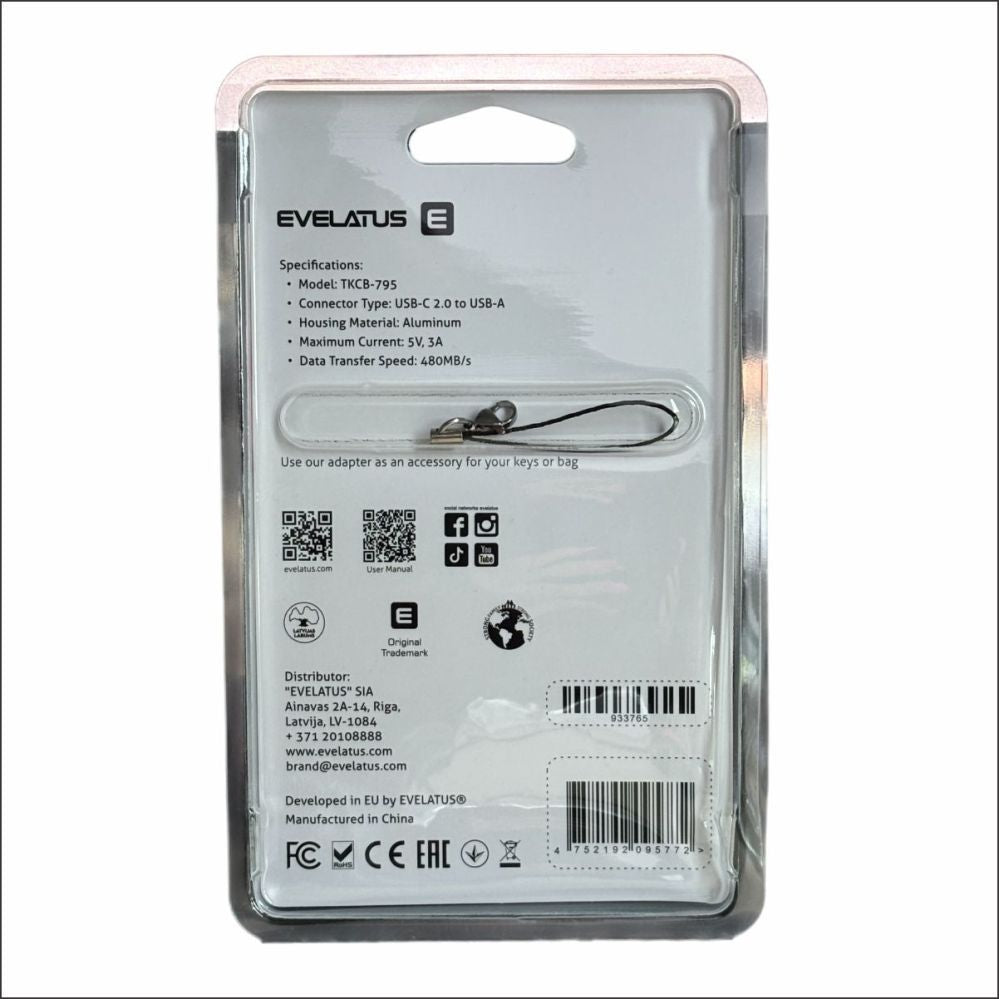 Üleminek Evelatus  Evelatus UltraLink OTG Adapter USB-C to USB 3.0 5V 3A  |  5 Gb/s