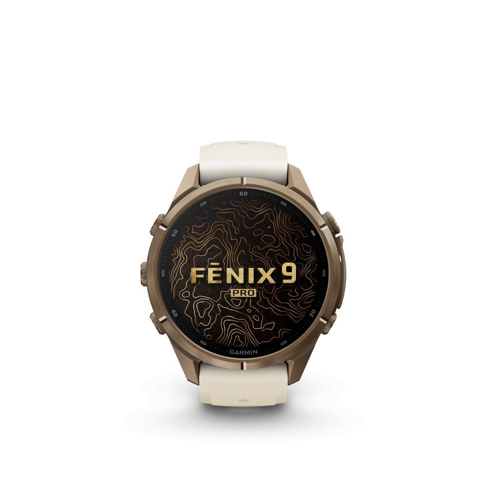 Nutikell Garmin  Fenix 9 Pro – 43mm
Autumn Gold Titanium with Cream/French Grey Silicone Band