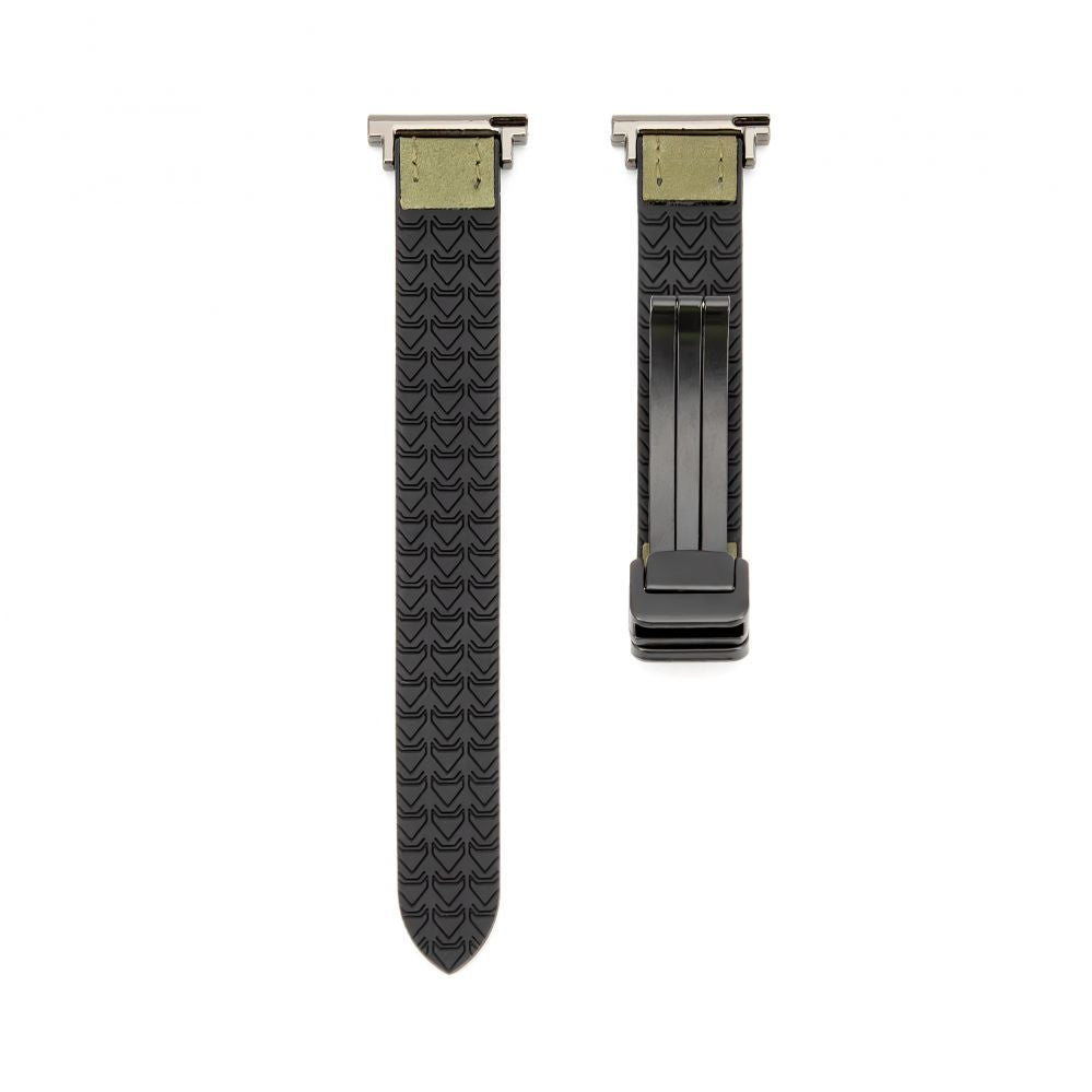 Strap Connect  22mm Silicone Leather Watch Strap with Magnetic Forest Green