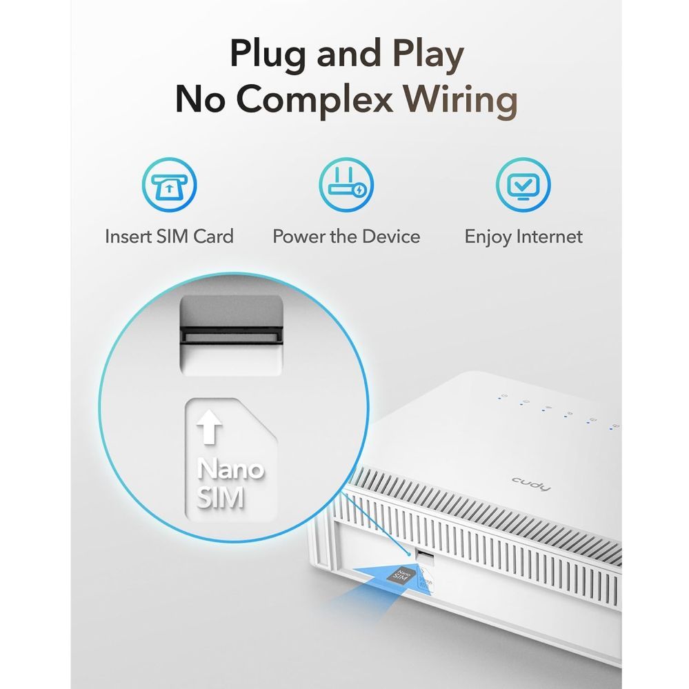 Ruuterid Cudy  LT500ELinkCell AC1200 4G LTE Cat4 Router Dual Band WiFi Nano SIM VPN Mesh Support White